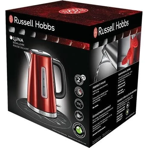 Russell Hobbs Bouilloire électrique Luna 1.7L - Finition Premium rouge - Ébullition rapide 55s - Remplissage facile