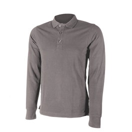 PAYPER Polo de manga longue en coton piqué gris clair Taille S