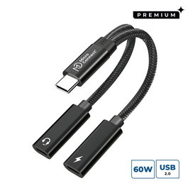 MicroConnect Adaptateur USB-C vers USB-C PD 60W et USB-C Femelle, Câble Noir 13cm Premium
