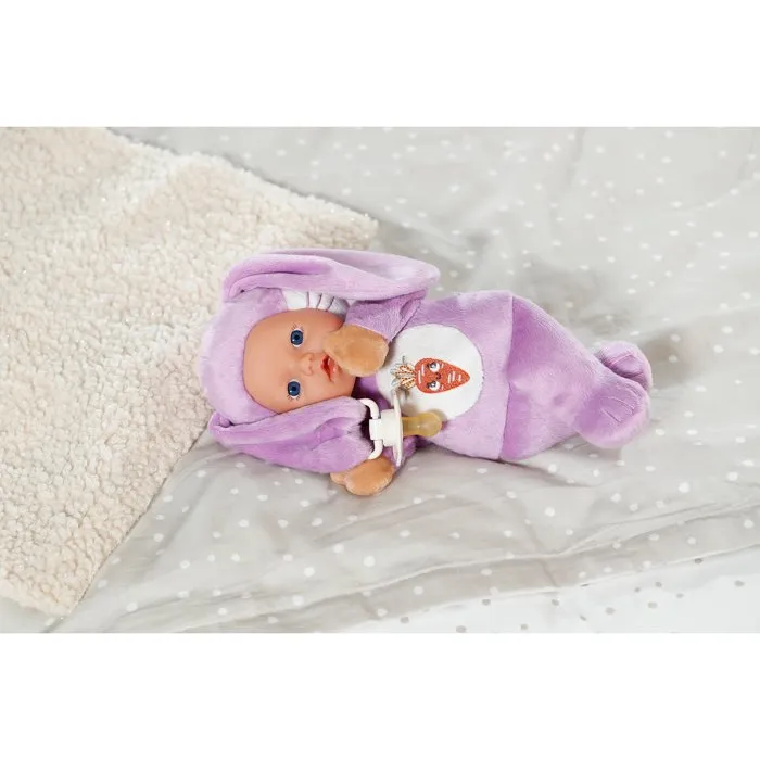 Baby Born Poupon Lapin - Poupée marionnette à oreilles douces avec tétine et poches pour les doigts - Poupée en peluche lavable 26 cm pour nouveau-né