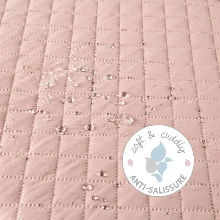 Roba Matelas à langer Style avec coussin de sécurité 85 x 75 cm, visage de lapin Lily, rose, doux et imperméable