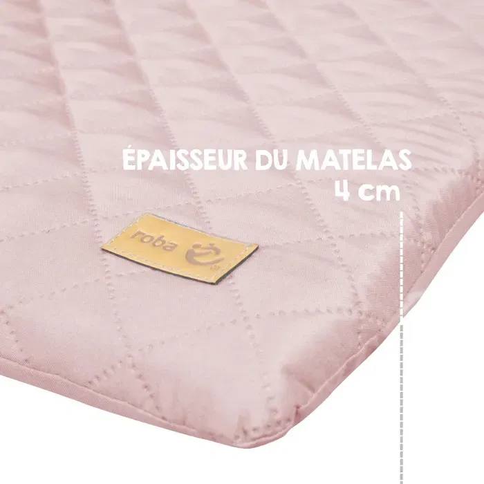 Roba Matelas à langer Style avec coussin de sécurité 85 x 75 cm, visage de lapin Lily, rose, doux et imperméable