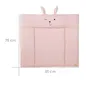 Roba Matelas à langer Style avec coussin de sécurité 85 x 75 cm, visage de lapin Lily, rose, doux et imperméable
