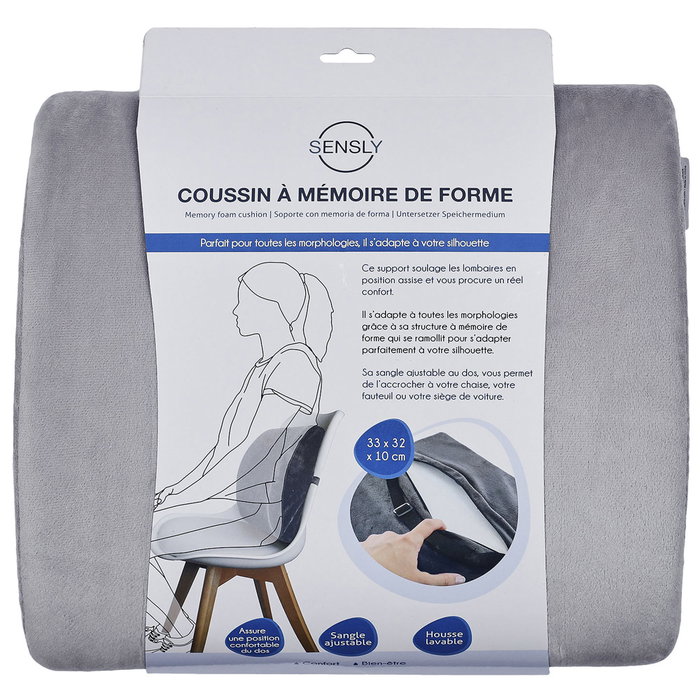 Sensly Coussin de dossier ergonomique à mémoire de forme Sensly Coussin de dossier ergonomique à mémoire de forme