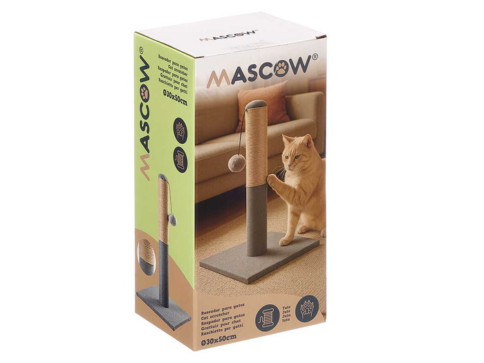 Mascow Rascador Columna Gato Base Cuadrada 30x30x54 cm Gris et Marron Tissu Bois (Set de 4) Mascow Rascador Columna Gato Base Cuadrada 30x30x54 cm Gris et Marron Tissu Bois (Set de 4)