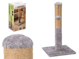 Mascow Rascador Columna Gato Base Cuadrada 30x30x54 cm Gris et Marron Tissu Bois (Set de 4)