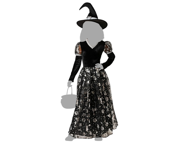 atosa Déguisement de sorcière robe longue grise avec chapeau pour fille