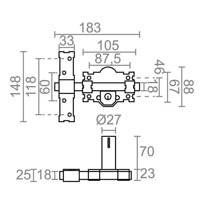 Serrure de sécurité Micel crr07 105l/70 Acier Gris Recouvrir