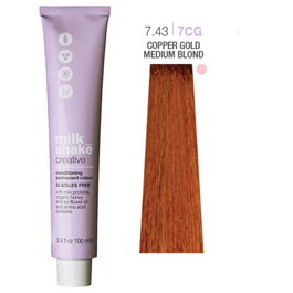 Milk Shake Creative - Teinture permanente pour cheveux 7.437CG Medium Copper Golden Blond, Sans SLS/SLES, 100 ml
