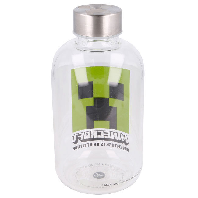 STOR - Gourde en verre borosilicate réutilisable Minecraft 620ml - Licences officielles - Sans BPA - Écologique