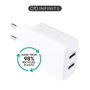 eSTUFF Chargeur USB-A INFINITE 24W Blanc avec Coque en Plastique Recyclé à 98% - Pour Smartphones/Tablettes - Prise UE
