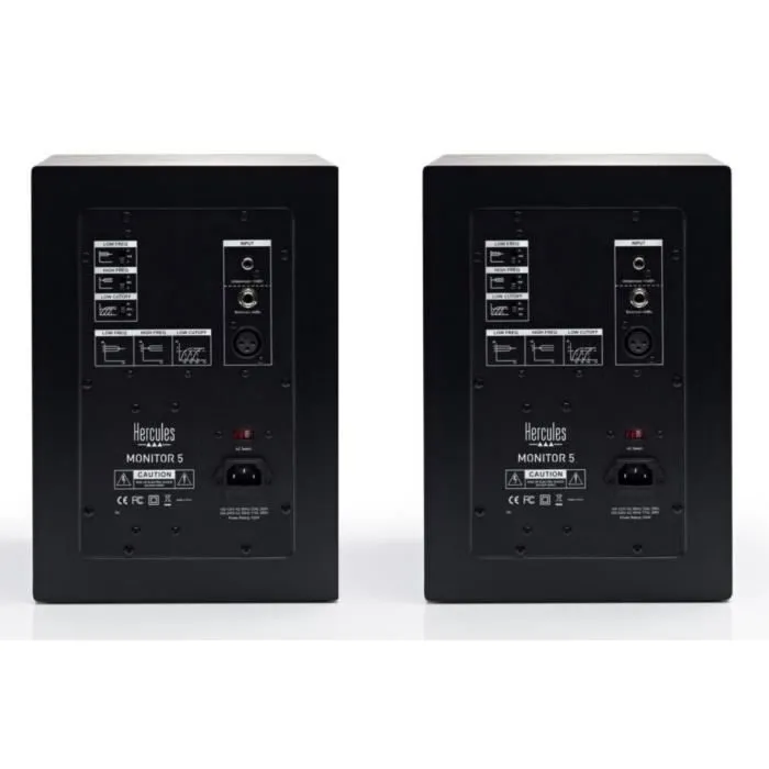 Hercules Monitor 5 - Paire d'enceintes actives de monitoring bi-amplifiée 2x80W avec haut-parleur 5 pouces Kevlar - Référence MONITOR 5