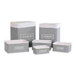 Lot de paniers DKD Home Decor Gris foncé Bambou 40 x 30 x 46 cm 5 Pièces