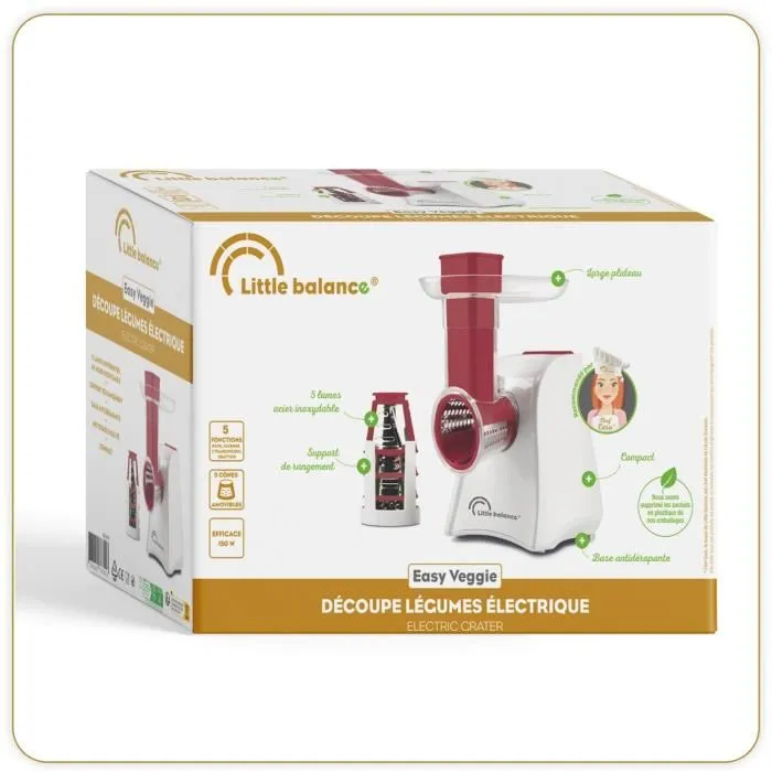 Little Balance Découpe-légumes Easy Veggie avec 5 cônes amovibles, râpe fine, julienne, trancheuse et grille à fromages