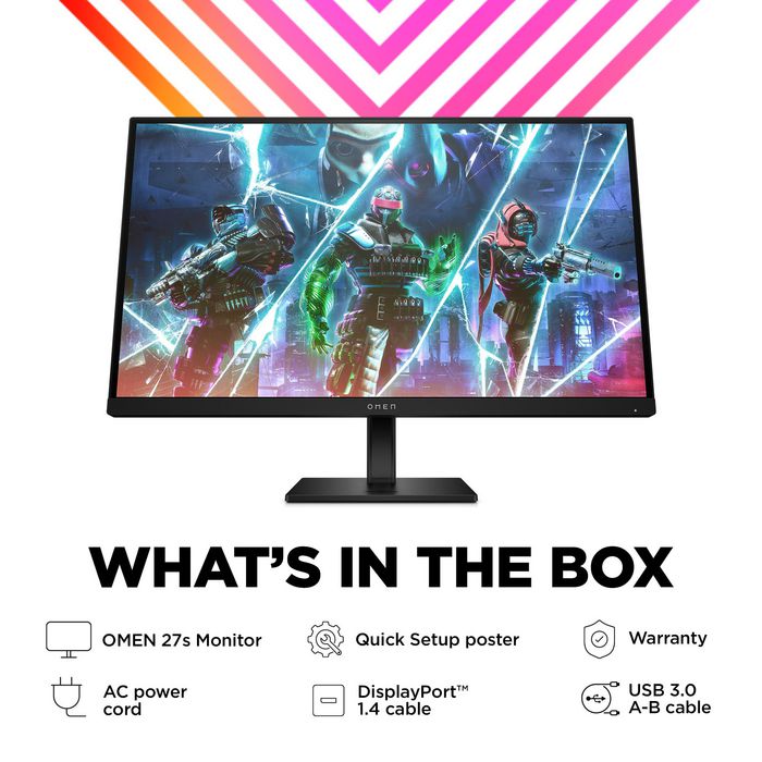 HP Écran gamer OMEN 27 pouces - OMEN 27s - 27" FHD 240 Hz 1 ms avec NVIDIA G-SYNC, HDR 400, Hub USB