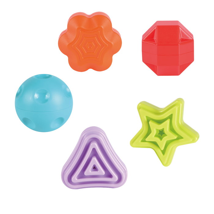 TACHAN - Cube sensoriel pour bébé avec 6 formes géométriques multicolores, textures et motifs variés - Jouet d'éveil pour enfants dès 6 mois