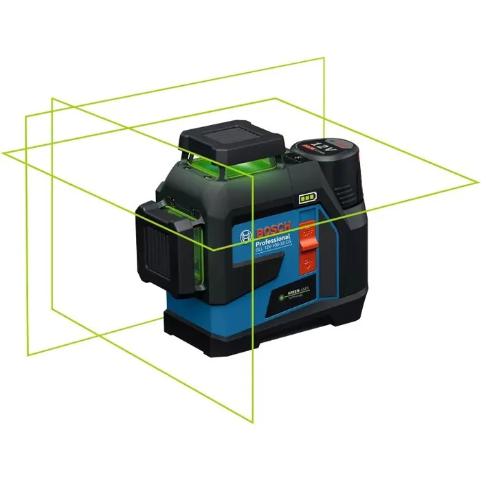 Bosch Professional GLL 12V-100-33 CG Laser 3 lignes vertes Portée 100 m Précision 0,3 mm