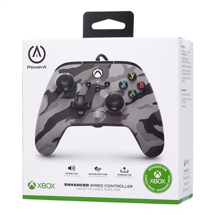 PowerA Manette avec câble Enhanced 1525943-01 Arctic Camo Gris pour Xbox Series X|S, Xbox One et Windows 10/11 - Licence officielle, boutons programmables