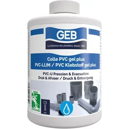 GEB Colle PVC Gel Plus - Collage pour PVC rigide sous pression et évacuation d'eau potable et usée - 1 Litre