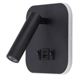 Applique LED Spot Square 9W Noir avec Sortie USB-C