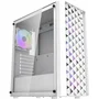 Darkflash DF-DK351CL6-WH - Boîtier PC moyen tour ATX blanc avec façade mesh, 4 ventilateurs A-RGB, port USB 3.0 et panneau latéral en verre trempé