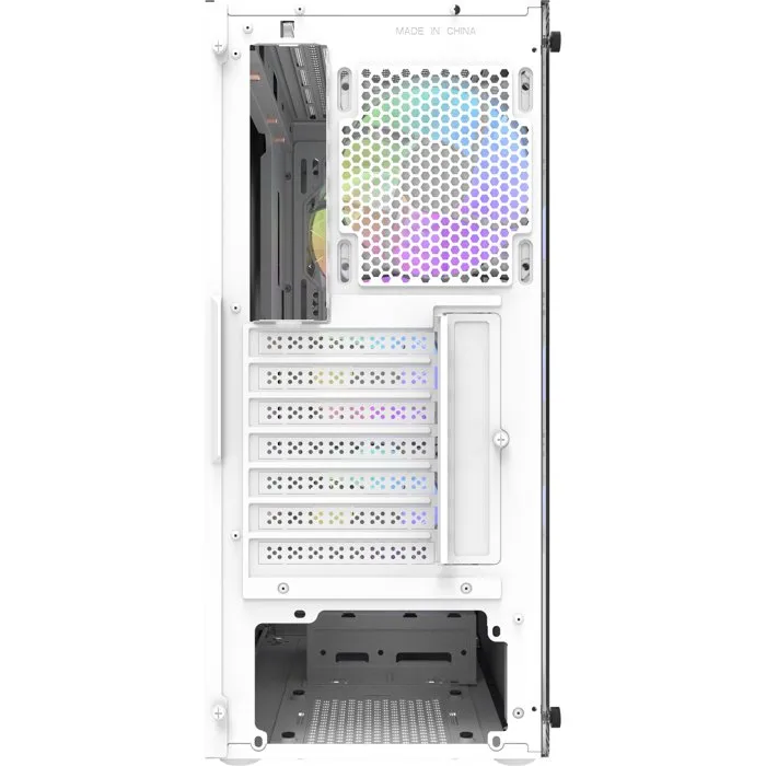 Darkflash DF-DK351CL6-WH - Boîtier PC moyen tour ATX blanc avec façade mesh, 4 ventilateurs A-RGB, port USB 3.0 et panneau latéral en verre trempé