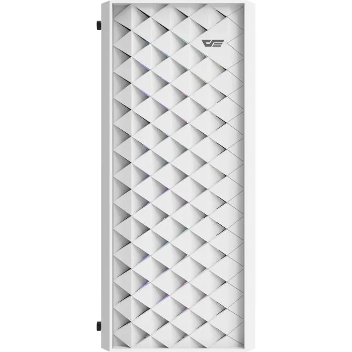 Darkflash DF-DK351CL6-WH - Boîtier PC moyen tour ATX blanc avec façade mesh, 4 ventilateurs A-RGB, port USB 3.0 et panneau latéral en verre trempé