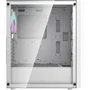 Darkflash DF-DK351CL6-WH - Boîtier PC moyen tour ATX blanc avec façade mesh, 4 ventilateurs A-RGB, port USB 3.0 et panneau latéral en verre trempé