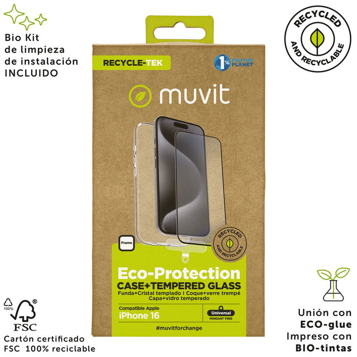 Housse et Protecteur pour Téléphone Portable Muvit for Change iPhone 16 Noir Housse et Protecteur pour Téléphone Portable Muvit for Change iPhone 16 Noir
