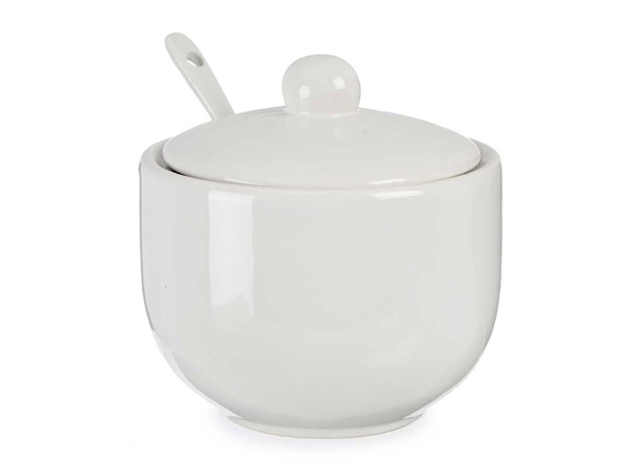 Vessia Sucrier blanc avec cuillère en céramique 12 x 10 x 10 cm 310 ml (Set de 24) Vessia Sucrier blanc avec cuillère en céramique 12 x 10 x 10 cm 310 ml (Set de 24)