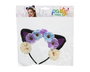 Diadema Orejas Y Flores - Diadème avec oreilles de chat et fleurs lila, bleu, blanc, crème pour déguisement ou cosplay