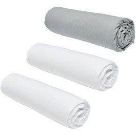 Today Lot de 3 draps housses Essential Craie/Acier 140 x 200 cm