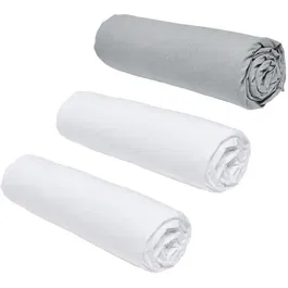 Today Essential Lot de 3 Draps Housses - 140 x 190 cm (2 personnes) - 100% Coton - Couleur Craie/Acier