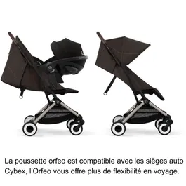 CYBEX Poussette Orfeo - Poussette de voyage ultra compacte, légère (6.3 kg), pliable à une main, pour avion, de la naissance à 4 ans (22 kg), couleur Chocolate Brown