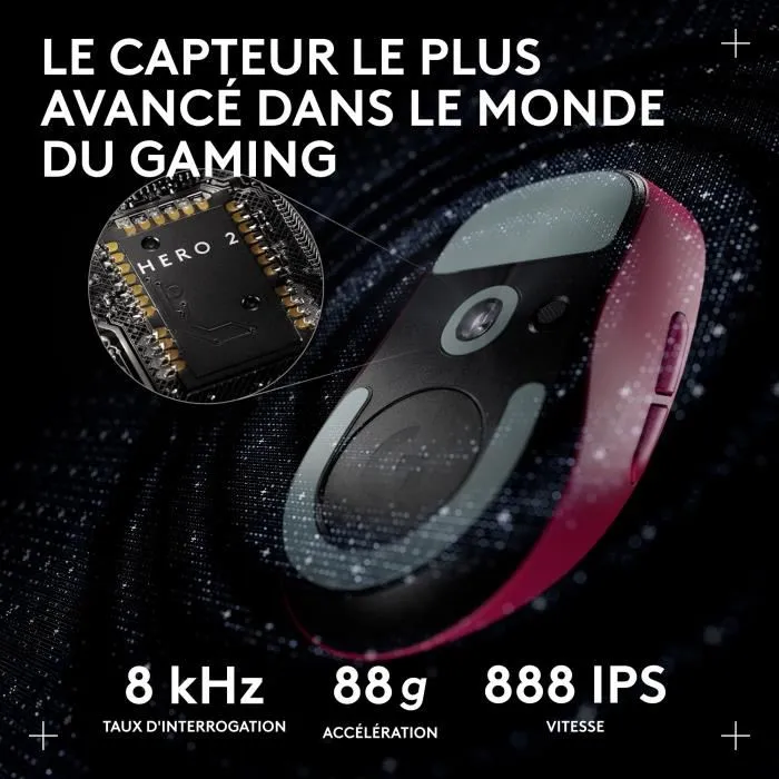 Logitech G Souris Gaming Sans Fil G Pro X Superlight 2 DEX Rose - Ultra-Légère, Capteur HERO 2, Technologie LIGHTSPEED