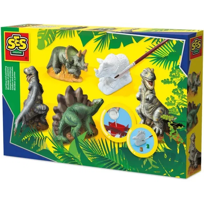SES Creative - Kit de Moulage et Peinture Dinosaures, Hobby Blue, Moules Réutilisables, Peinture Lavable, Loisir Créatif pour Enfants 5 Ans et Plus SES Creative - Kit de Moulage et Peinture Dinosaures, Hobby Blue, Moules Réutilisables, Peinture Lavable, Loisir Créatif pour Enfants 5 Ans et Plus