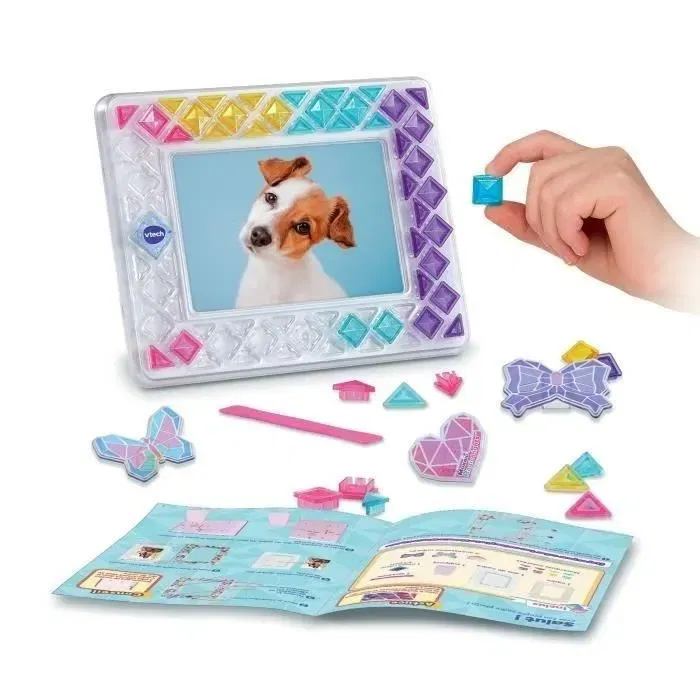 VTech Mosaic Magic Lights - Cadre photo musical et lumineux à créer en mosaïque, 71 pièces, 2 modes lumières et musique, multicolore, 5 ans et plus, langue française