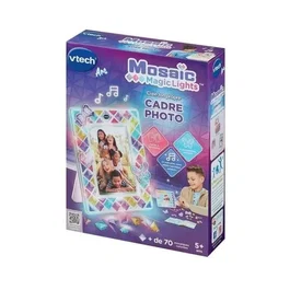 VTech MOSAIC MAGIC LIGHTS Cadre photo musical lumineux à créer en mosaïque, 71 pièces, 2 modes, 5 ans et plus, Multicolore