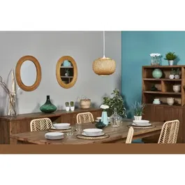 Suspension luminaire contemporaine en bambou - Ronde - Coloris beige - D 30 x H 140 cm - Ambiance zen - Ampoule non fournie