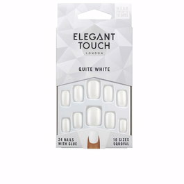Elegant Touch Ongles Artificiels Squoval #Quite White avec Colle - 24 Pièces