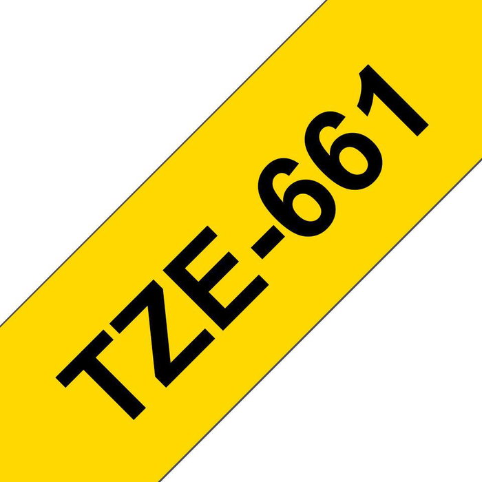 Brother Ruban laminé TZE-661 36mm x 8m Noir, jaune