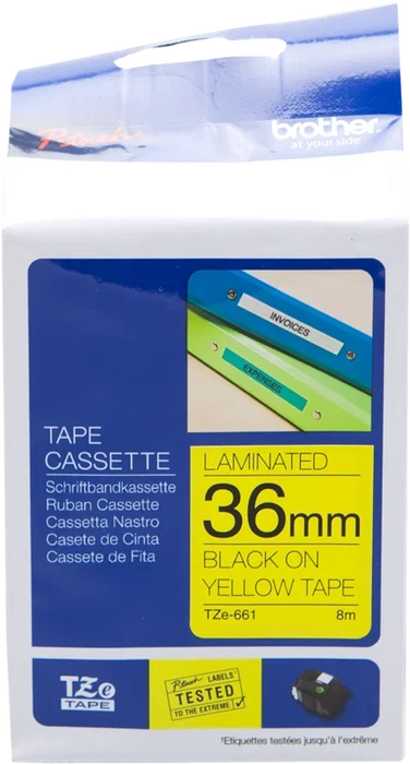 Brother TZe-661 Ruban d'impression laminé noir sur jaune 36 mm x 8 m