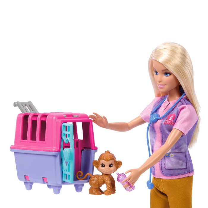 Barbie Coffret Sauvetage d'Animaux avec poupée blonde et accessoires