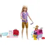 Barbie HRG50 - Coffret poupée Sauvetage d'Animaux avec poupée blonde, 2 bébés animaux (tigre et singe) et 12 accessoires