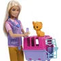 Barbie HRG50 - Coffret poupée Sauvetage d'Animaux avec poupée blonde, 2 bébés animaux (tigre et singe) et 12 accessoires