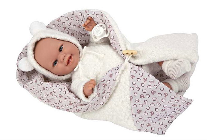 Muñecas Arias - Poupée Elegance 35 cm avec couverture, blanc, jouet d'éveil sensoriel et de poids, âge recommandé 3 ans