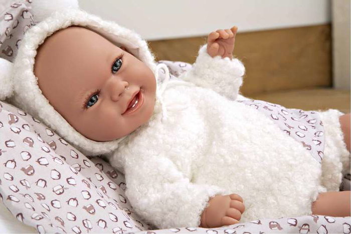 Muñecas Arias - Poupée Elegance 35 cm avec couverture, blanc, jouet d'éveil sensoriel et de poids, âge recommandé 3 ans