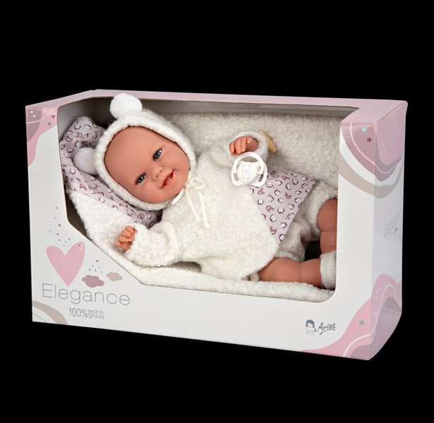 Muñecas Arias - Poupée Elegance 35 cm avec couverture, blanc, jouet d'éveil sensoriel et de poids, âge recommandé 3 ans