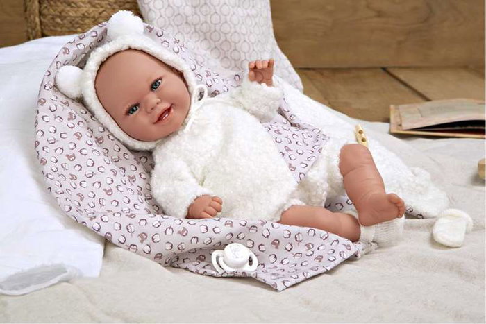 Muñecas Arias - Poupée Elegance 35 cm avec couverture, blanc, jouet d'éveil sensoriel et de poids, âge recommandé 3 ans