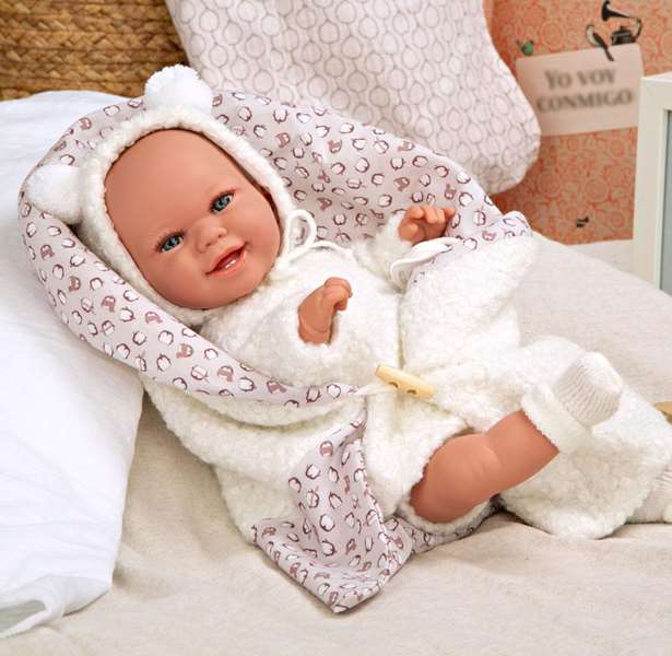 Muñecas Arias - Poupée Elegance 35 cm avec couverture, blanc, jouet d'éveil sensoriel et de poids, âge recommandé 3 ans